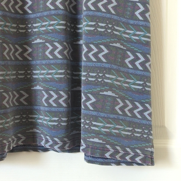 Woolrich 80's Vintage Funky Aztec Printed Short Sleeve Henley Polo Shirt Blue L - Picture 7 of 9